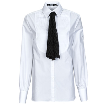 textil Dame Skjorter / Skjortebluser Karl Lagerfeld BIB SHIRT W/ MONOGRAM NECKTIE Hvid