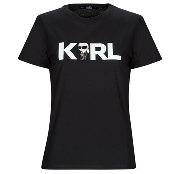 textil Dame T-shirts m. korte ærmer Karl Lagerfeld IKONIK 2.0 KARL LOGO T-SHIRT Sort