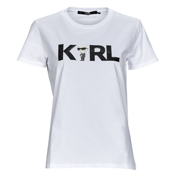 textil Dame T-shirts m. korte ærmer Karl Lagerfeld IKONIK 2.0 KARL LOGO T-SHIRT Hvid