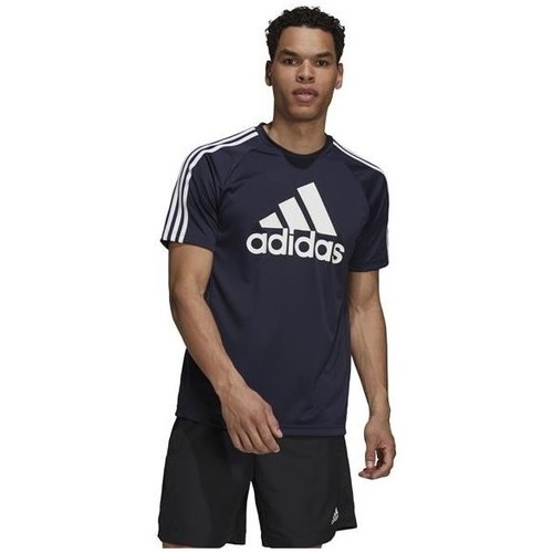 textil Herre T-shirts m. korte ærmer adidas Originals Sereno Logo Tee Marineblå