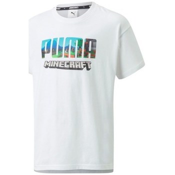 textil Pige T-shirts m. korte ærmer Puma X Minecraft Relaxed Tee Hvid