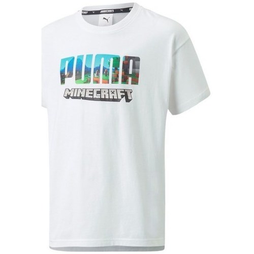textil Pige T-shirts m. korte ærmer Puma X Minecraft Relaxed Tee Hvid