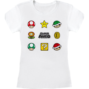 textil Dame Langærmede T-shirts Super Mario  Hvid