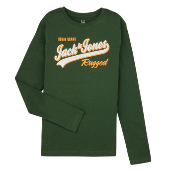 textil Dreng Langærmede T-shirts Jack & Jones JJELOGO TEE LS ONECK 2 COL JNR Grøn