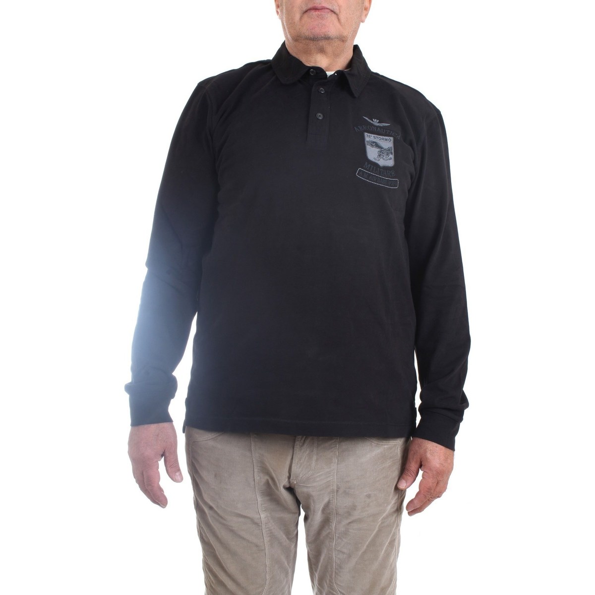 textil Herre Polo-t-shirts m. korte ærmer Aeronautica Militare 222PO1650J565 Sort