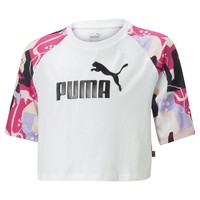 textil Pige T-shirts m. korte ærmer Puma G ESS+ ART RAGLAN TEE Hvid