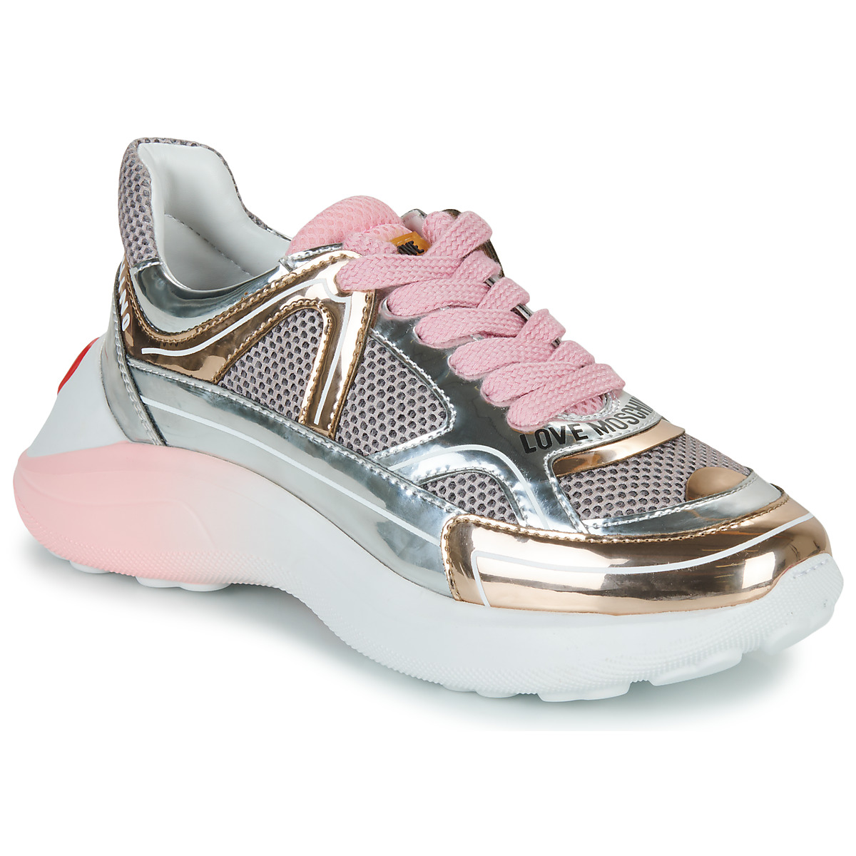 Sko Dame Lave sneakers Love Moschino SUPERHEART Pink / Guld / Sølv / Pink
