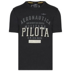 textil Herre T-shirts m. korte ærmer Aeronautica Militare TS2045J56334300 Sort
