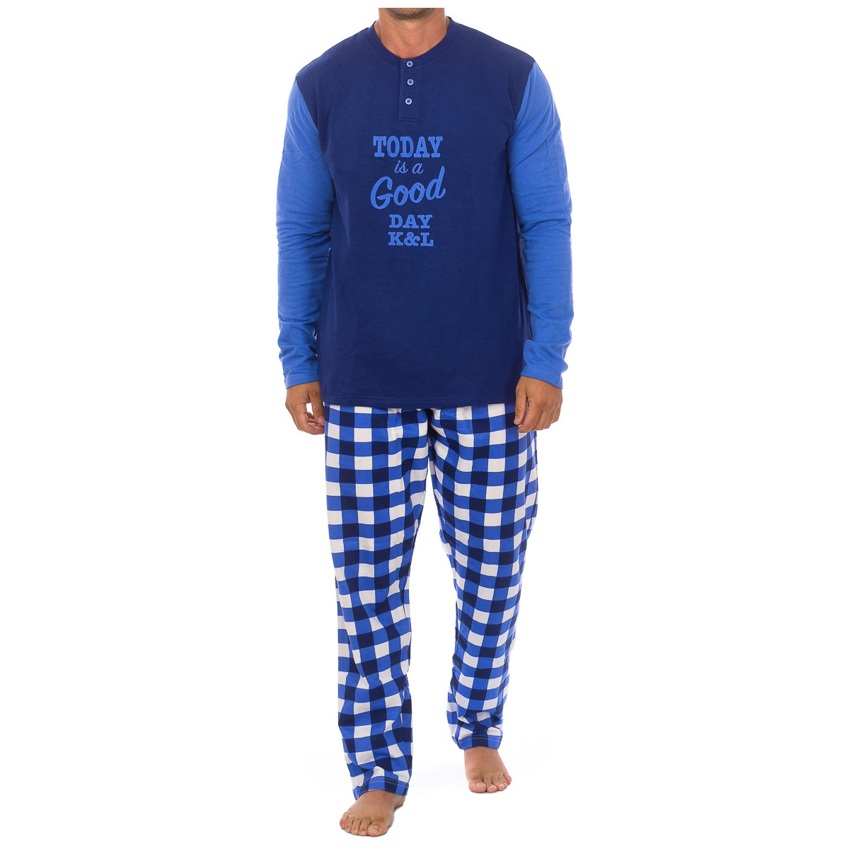 textil Herre Pyjamas / Natskjorte Kisses&Love KL130149 Blå