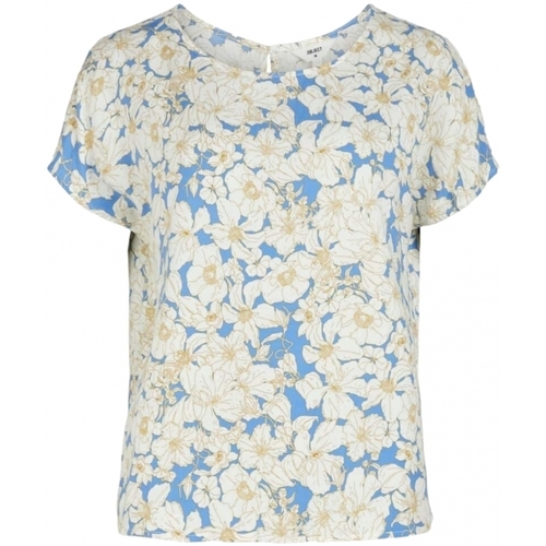 textil Dame Toppe / Bluser Object Top Victoria S/S - Marine /Flowers Flerfarvet