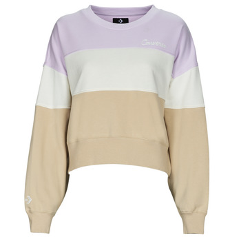 textil Dame Sweatshirts Converse COLOR-BLOCKED CHAIN STITCH Violet / Flerfarvet