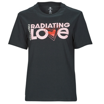 textil Dame T-shirts m. korte ærmer Converse RADIATING LOVE SS CLASSIC GRAPHIC Sort