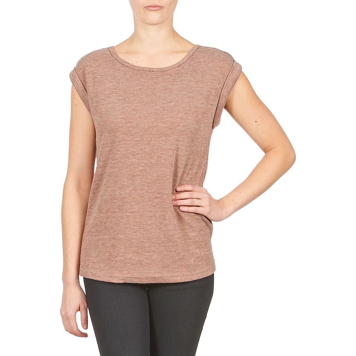 textil Dame T-shirts m. korte ærmer Color Block 3203417 Ældet / Pink / Marmoreret / Grå