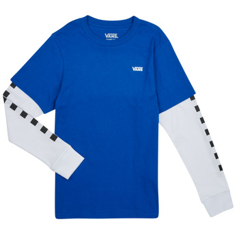 textil Dreng Langærmede T-shirts Vans LONG CHECK TWOFER BOYS Blå / Hvid