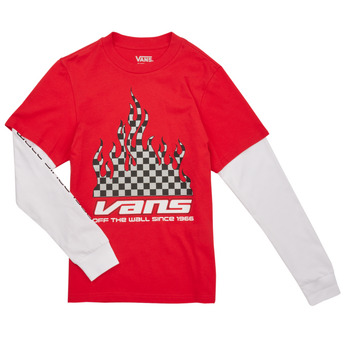 textil Dreng Langærmede T-shirts Vans REFLECTIVE CHECKERBOARD FLAME TWOFER Rød / Hvid
