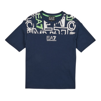 textil Dreng T-shirts m. korte ærmer Emporio Armani EA7 12 Marineblå / Hvid / Grøn