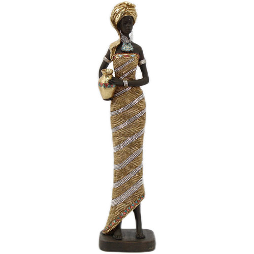 Indretning Små statuer og figurer Signes Grimalt Afrikansk Kvindefigur Guld