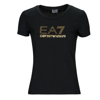 textil Dame T-shirts m. korte ærmer Emporio Armani EA7 8NTT67-TJDQZ Sort / Guld