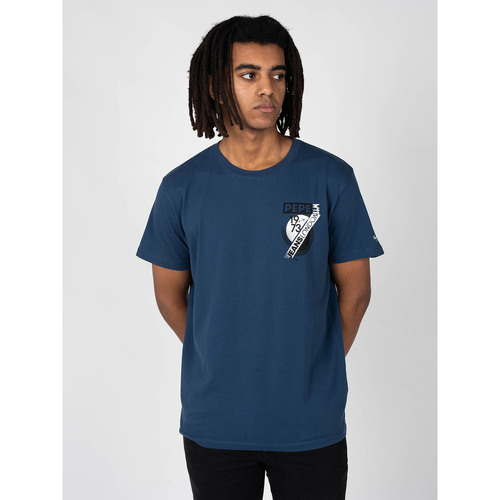 textil Herre T-shirts m. korte ærmer Pepe jeans PM507855 | Rico Blå