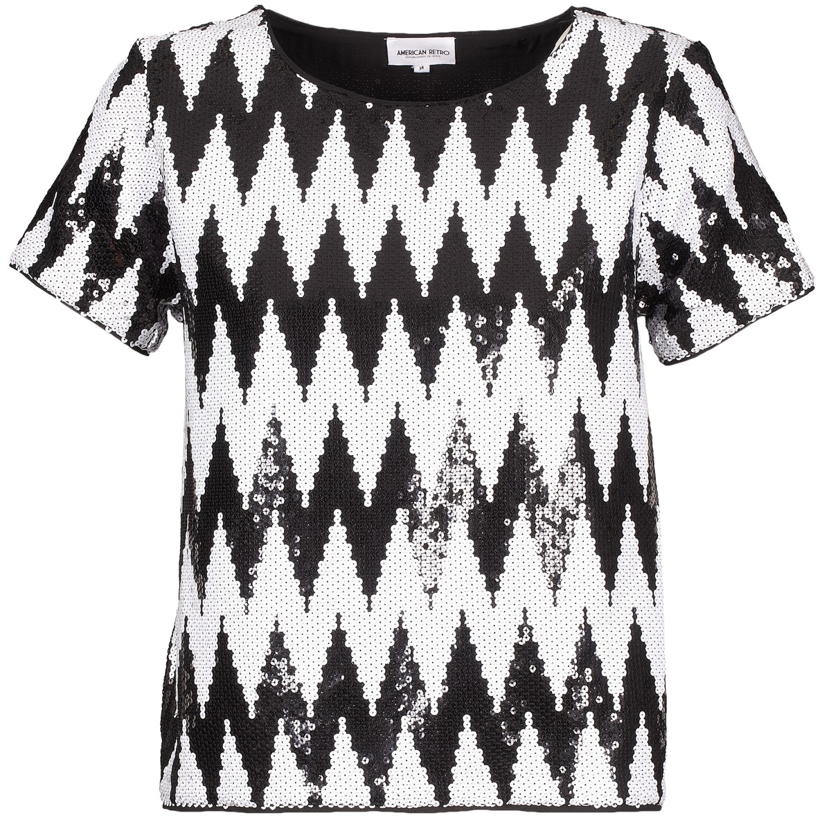 textil Dame T-shirts m. korte ærmer American Retro GEGE Sort / Hvid