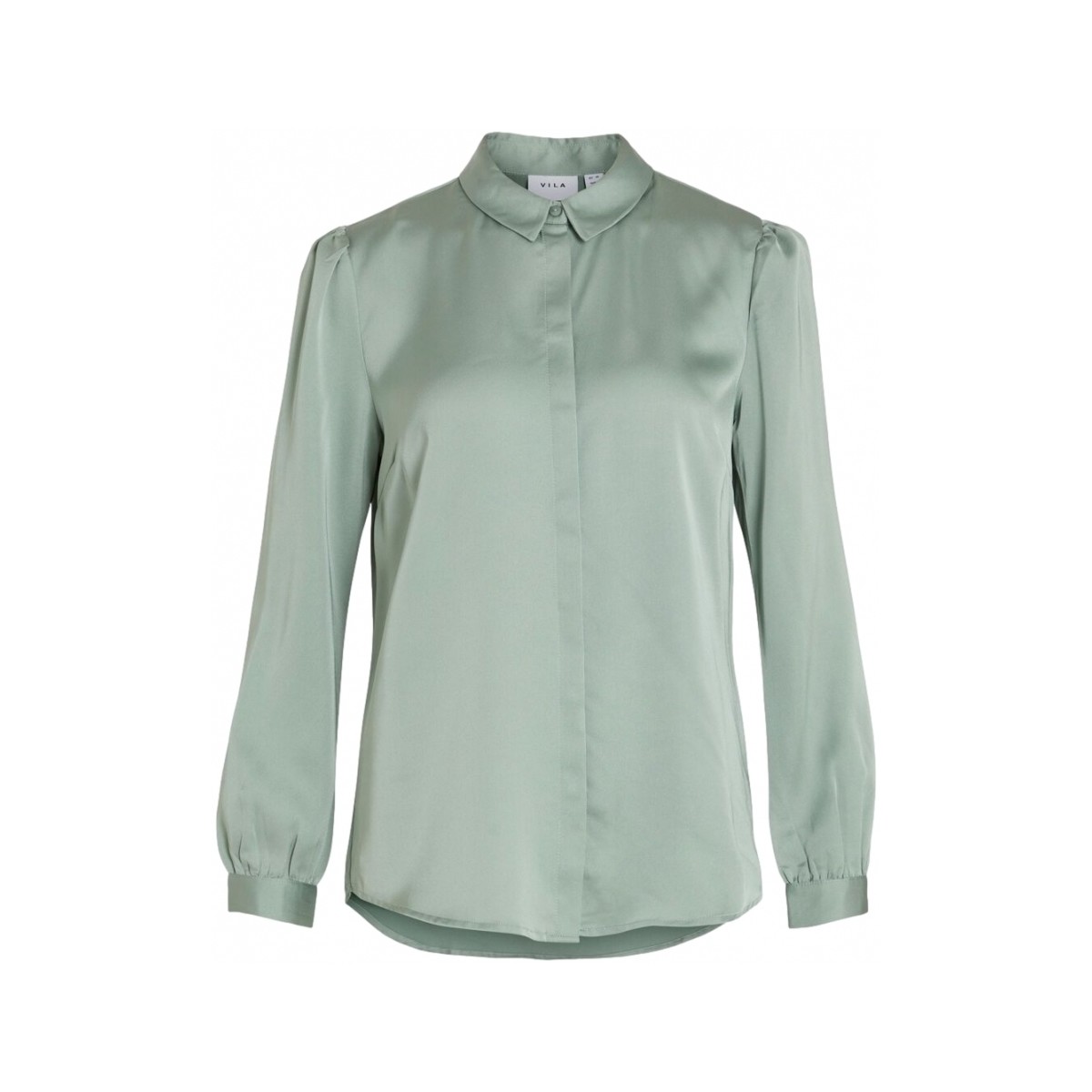 textil Dame Toppe / Bluser Vila Shirt Ellette Satin L/S - Green/Milieu Grøn