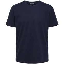 textil Herre T-shirts & poloer Selected Noos Pan Linen T-Shirt - Navy Blazer Blå