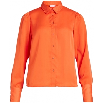 textil Dame Toppe / Bluser Vila Shirt Renny L/S - Tigerlilly Orange