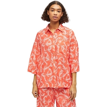 textil Dame Toppe / Bluser Object Shirt Rio 3/4 - Hot Coral Orange