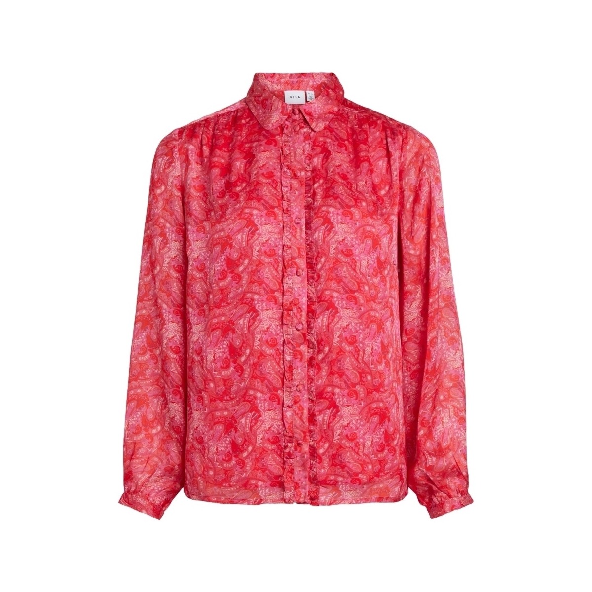 textil Dame Toppe / Bluser Vila Shirt Layla Vie L/S - Pink Yarrow Rød