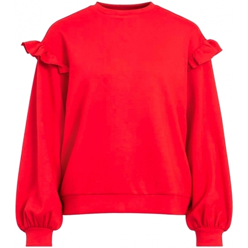 textil Dame Sweatshirts Vila Sweat Sif Flounce L/S - Pompeian Red Rød