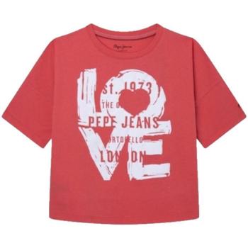 textil Pige T-shirts m. korte ærmer Pepe jeans  Rød