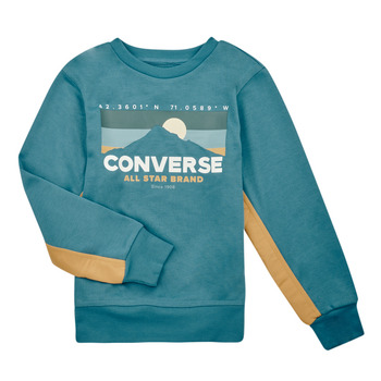textil Dreng Sweatshirts Converse GEAREDUPBLOCKEDFTMIXCREW Blå / Kaki