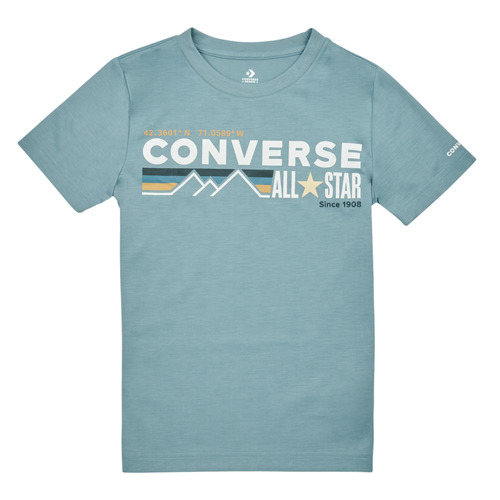 textil Dreng T-shirts m. korte ærmer Converse WORDMARKCHESTSTRIPE Blå