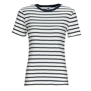 textil Dame T-shirts m. korte ærmer Petit Bateau MC COL ROND Marineblå / Hvid