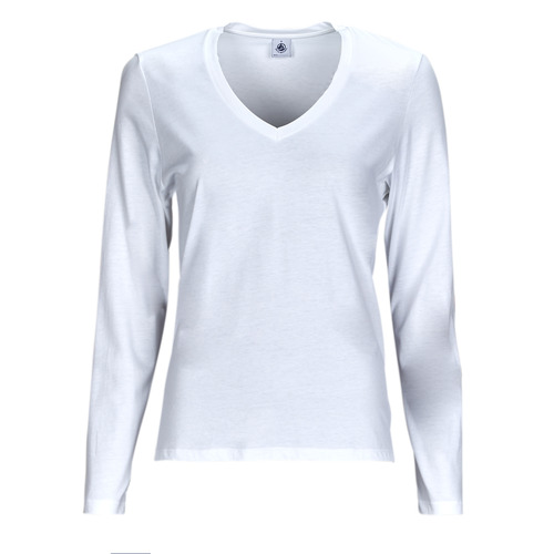 textil Dame Langærmede T-shirts Petit Bateau ML COL V Hvid