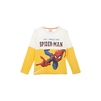 textil Dreng Langærmede T-shirts TEAM HEROES  T SHIRT SPIDERMAN Hvid / Gul