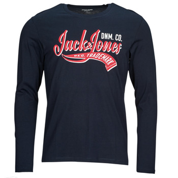 textil Herre Langærmede T-shirts Jack & Jones JJELOGO TEE LS O-NECK 2 COL AW23 SN Marineblå