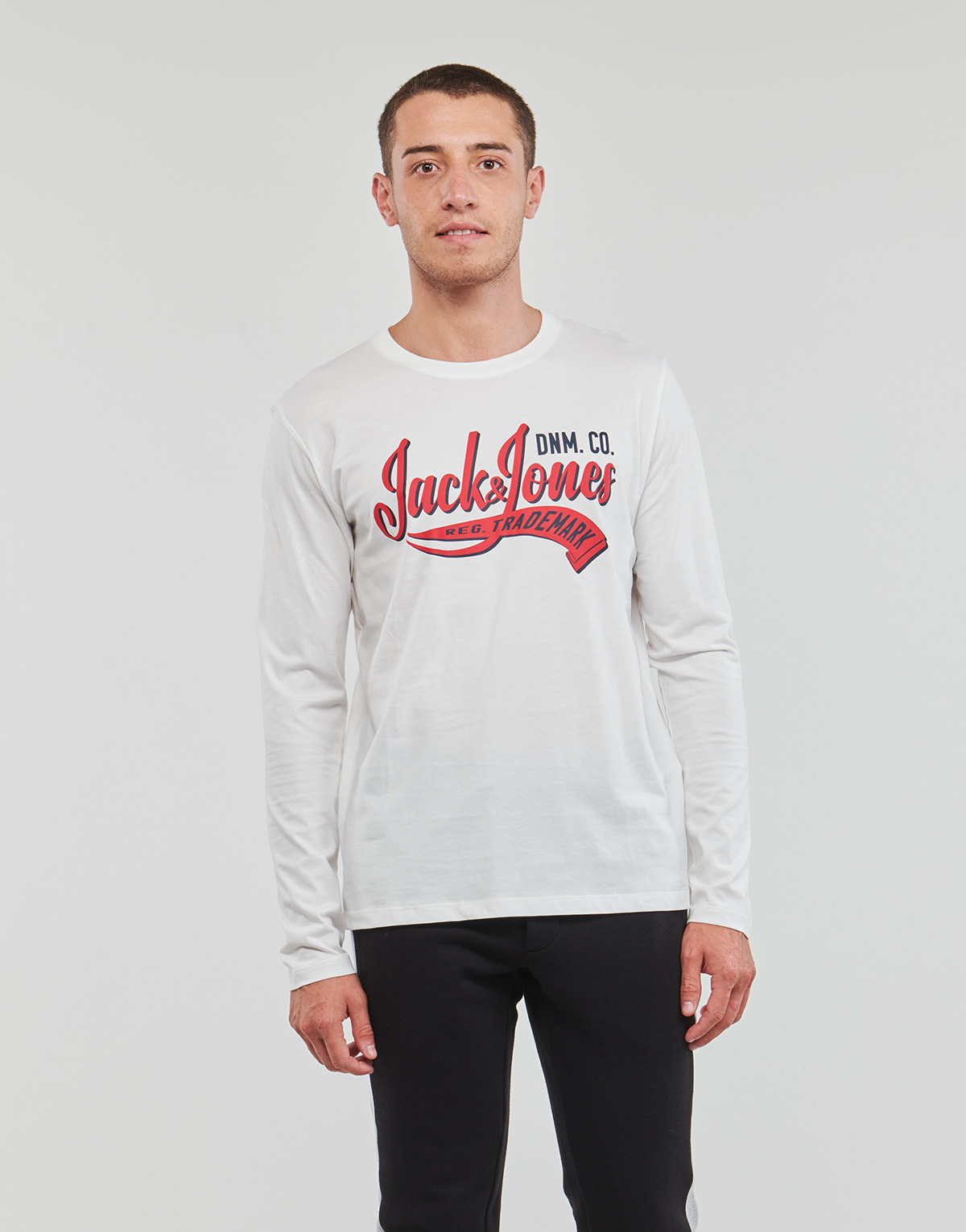 textil Herre Langærmede T-shirts Jack & Jones JJELOGO TEE LS O-NECK 2 COL AW23 SN Hvid