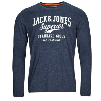 textil Herre Langærmede T-shirts Jack & Jones JJLOGO TEE LS O-NECK 1 COL MEL Marineblå