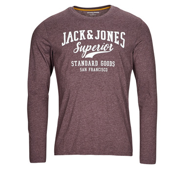 textil Herre Langærmede T-shirts Jack & Jones JJLOGO TEE LS O-NECK 1 COL MEL Bordeaux