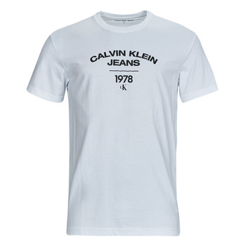 textil Herre T-shirts m. korte ærmer Calvin Klein Jeans VARSITY CURVE LOGO T-SHIRT Hvid