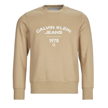 textil Herre Sweatshirts Calvin Klein Jeans VARSITY CURVE CREW NECK Beige