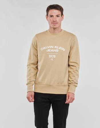 textil Herre Sweatshirts Calvin Klein Jeans VARSITY CURVE CREW NECK Beige
