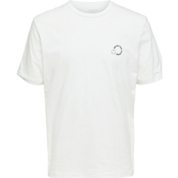 textil Herre T-shirts & poloer Selected Logo Print T-Shirt - Cloud Dancer Hvid
