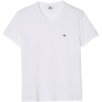 textil Herre T-shirts m. korte ærmer Lacoste CAMISETA HOMBRE   CUELLO EN PICO TH2036 Hvid