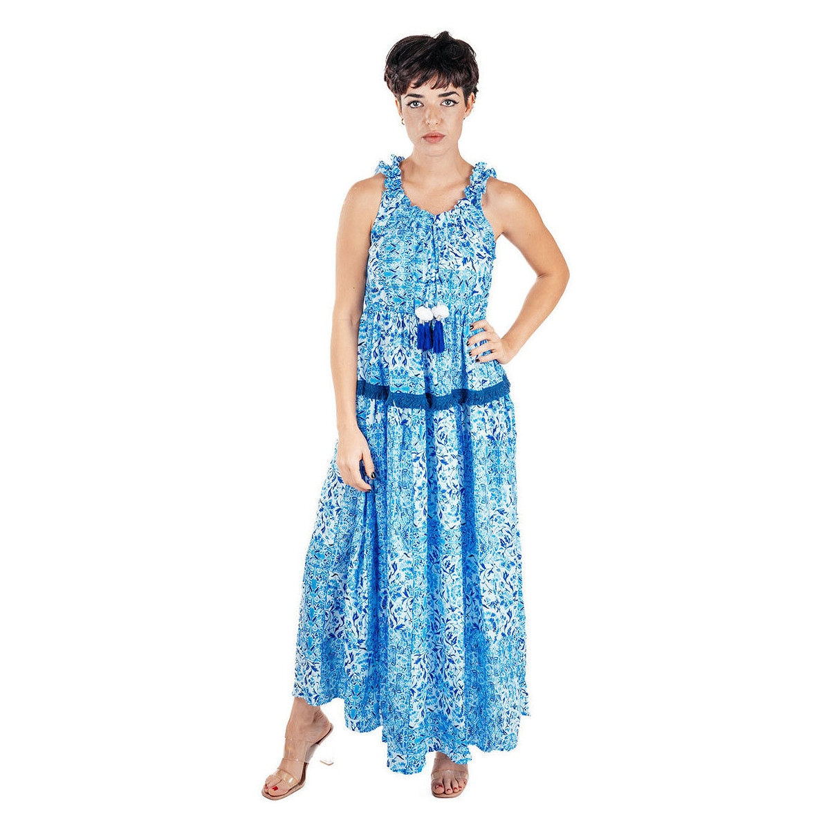 textil Dame Lange kjoler Isla Bonita By Sigris Midi Lang Kjole Blå
