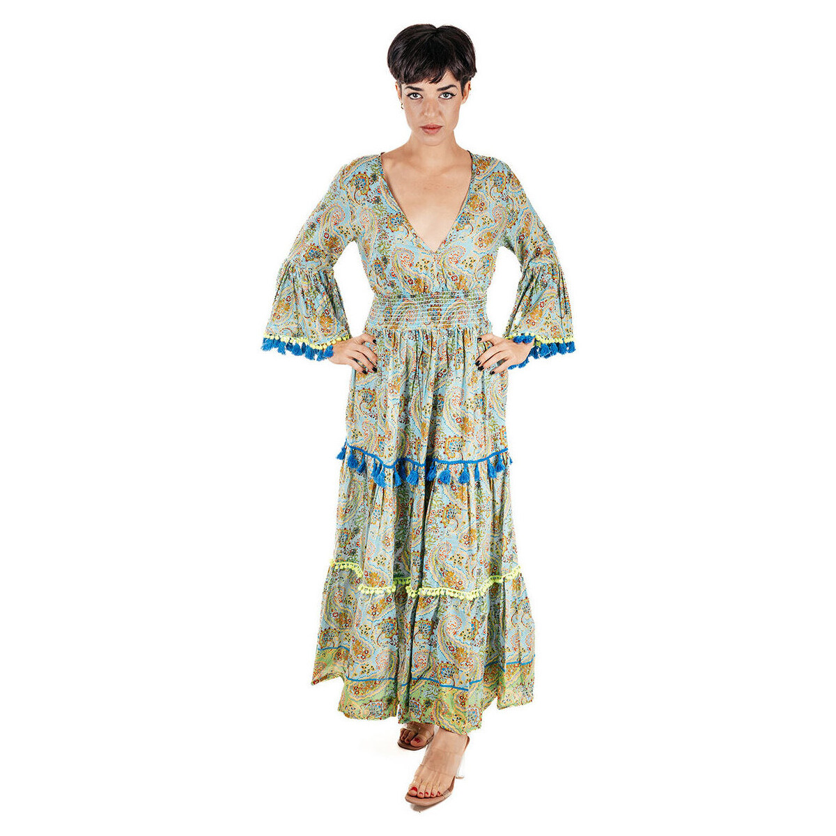 textil Dame Lange kjoler Isla Bonita By Sigris Midi Lang Kjole Grøn