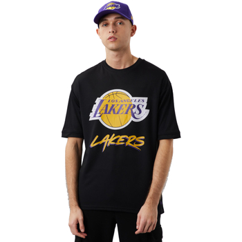 textil Herre T-shirts m. korte ærmer New-Era NBA Los Angeles Lakers Script Mesh Tee Sort