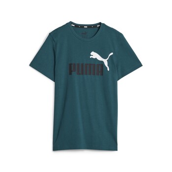 textil Dreng T-shirts m. korte ærmer Puma ESS+ 2 COL LOGO TEE B Grøn / Mørk