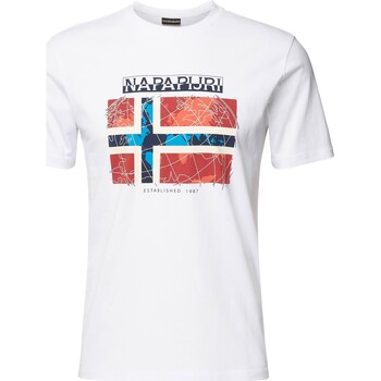 textil Herre T-shirts m. korte ærmer Napapijri 210599 Hvid
